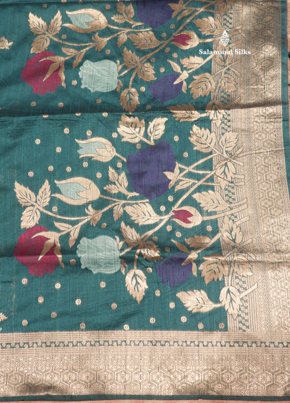 Olive Green Jute Cotton Fancy Saree With Blouse