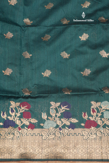 Olive Green Jute Cotton Fancy Saree With Blouse