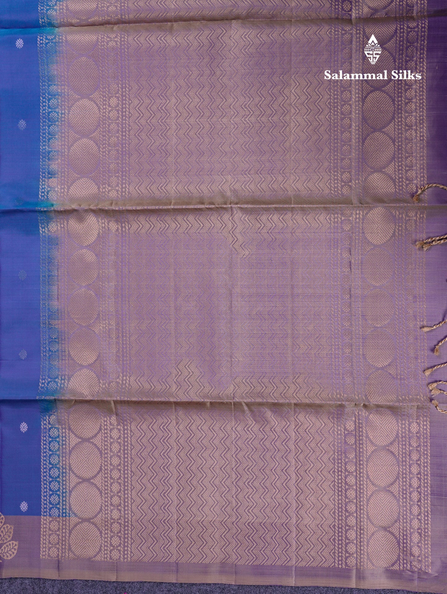 Beautiful Dual Tone Peacock Blue PureMix Kanjivaram Soft Silk Saree With Contrast Light Violet Blouse