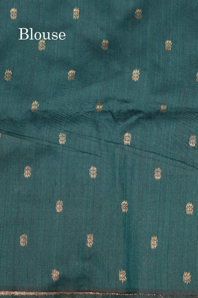 Olive Green Jute Cotton Fancy Saree With Blouse