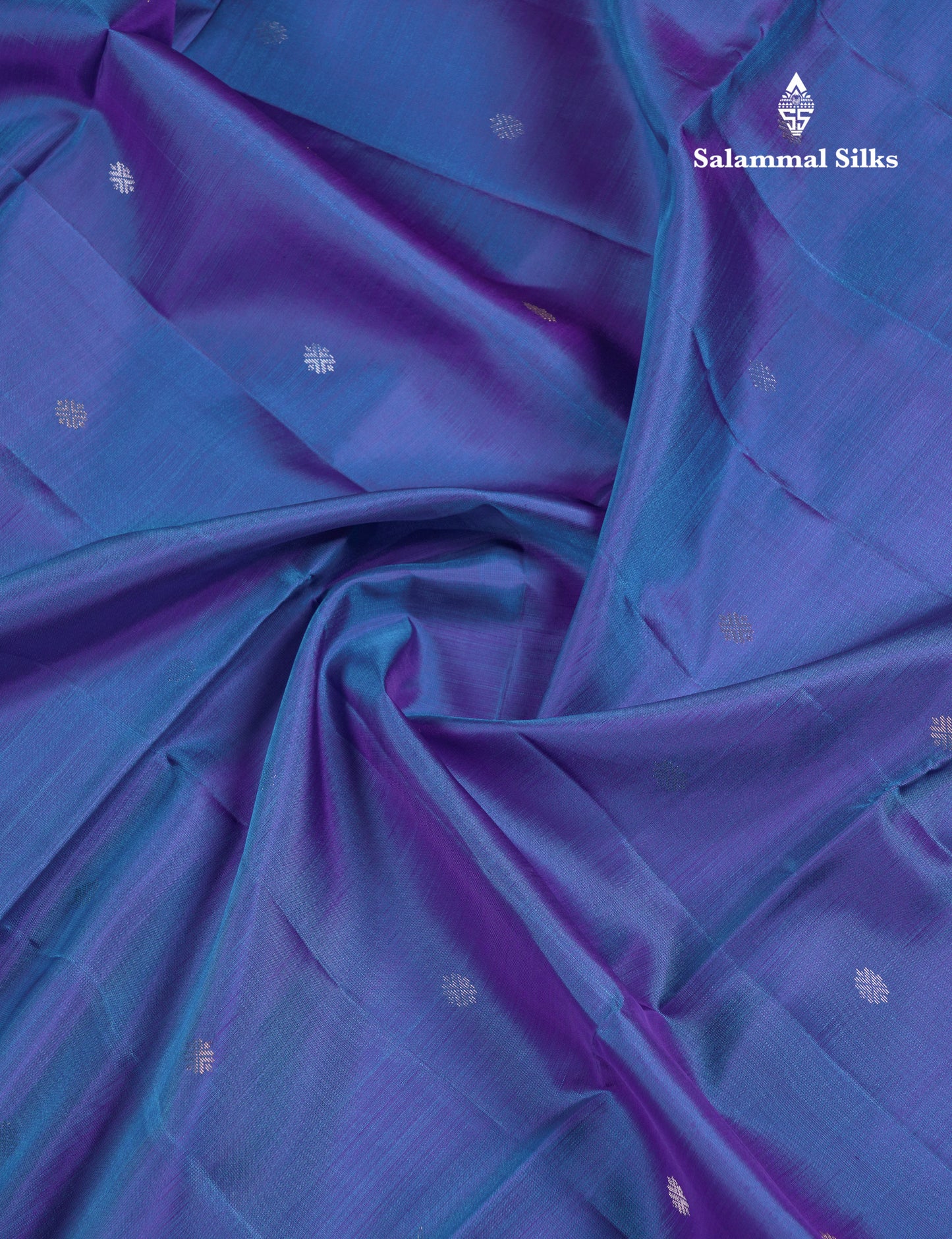 Beautiful Dual Tone Peacock Blue PureMix Kanjivaram Soft Silk Saree With Contrast Light Violet Blouse