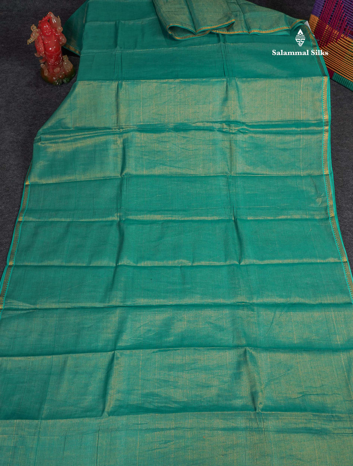 Tissue Sungudi Cotton Saree - Sea Green Colour Body With Blouse