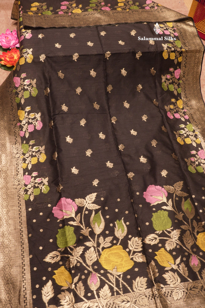 Olive Green Jute Cotton Fancy Saree With Blouse