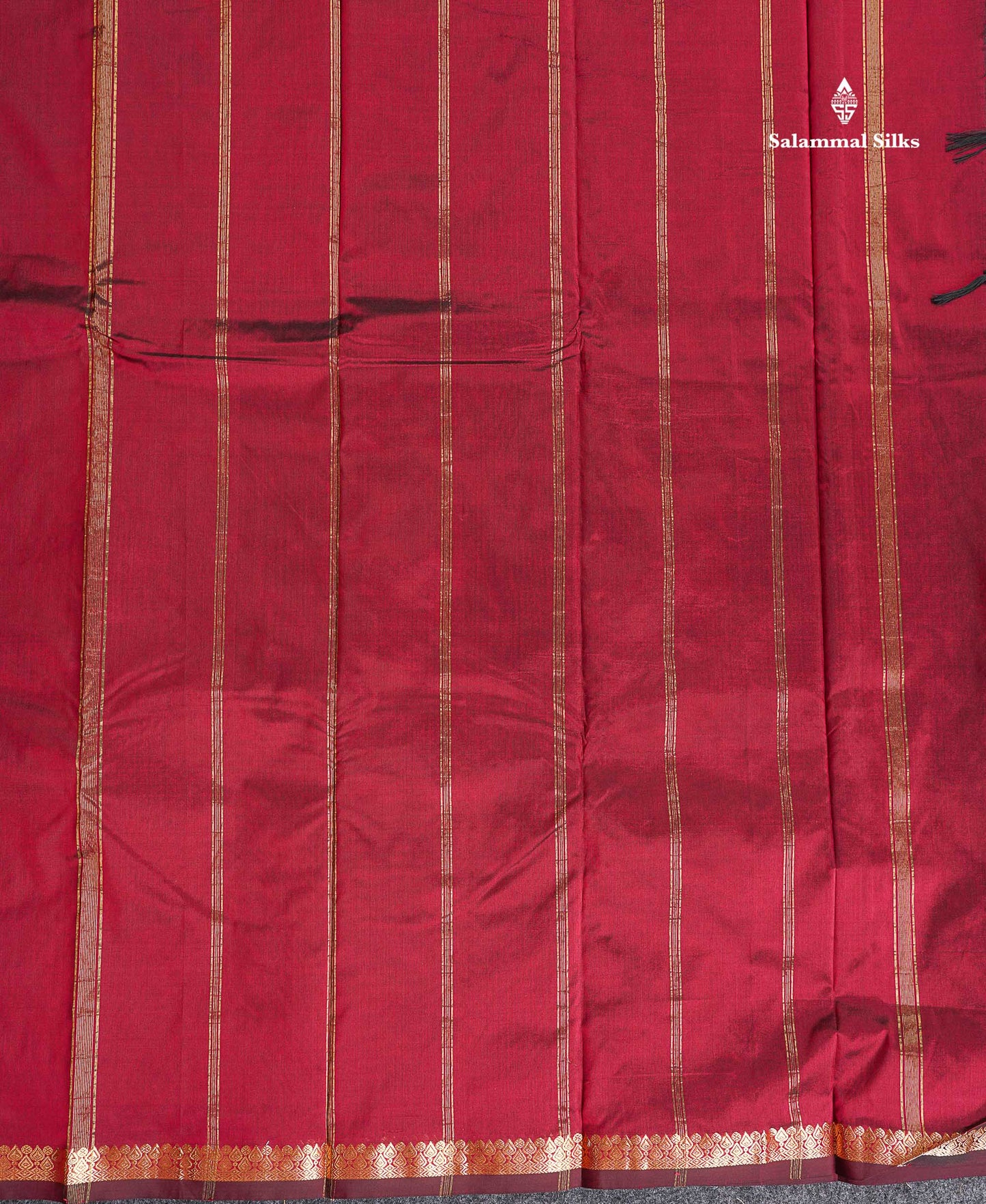 Semi Silk Saree - Maroon Colour Body Zari Butta With Traditional Small Border