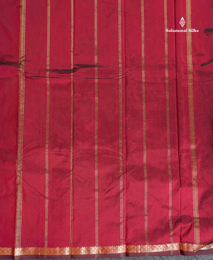 Semi Silk Saree - Maroon Colour Body Zari Butta With Traditional Small Border