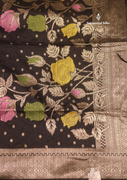 Olive Green Jute Cotton Fancy Saree With Blouse