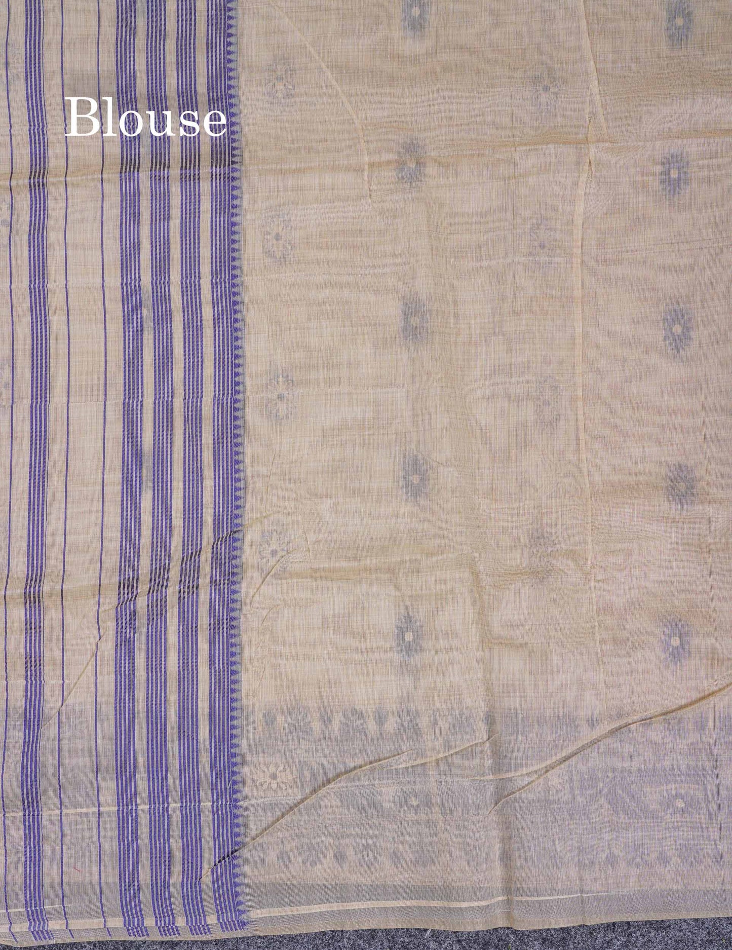 Beautiful Cream Sandal Thread Work & Zari Buttas Muga Cotton Saree With Contrast Pink Fancy Border