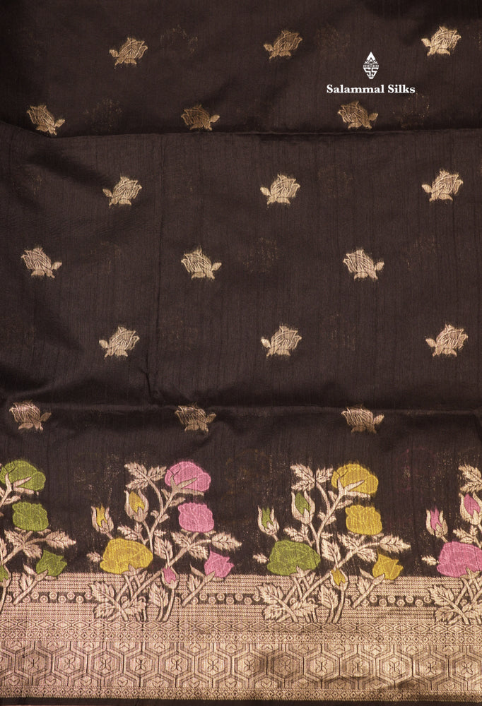 Olive Green Jute Cotton Fancy Saree With Blouse