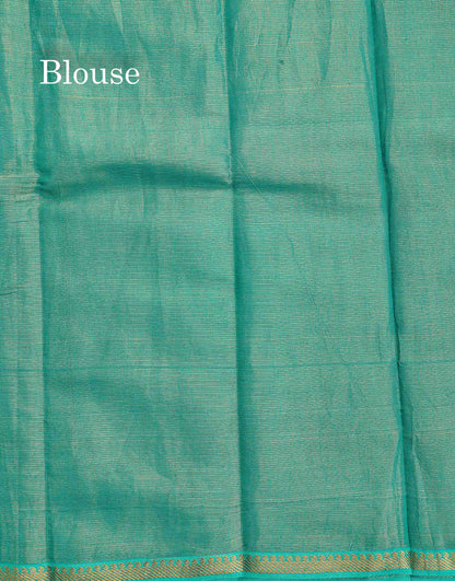 Tissue Sungudi Cotton Saree - Dual Tone Mehandi Green Colour Body With Blouse
