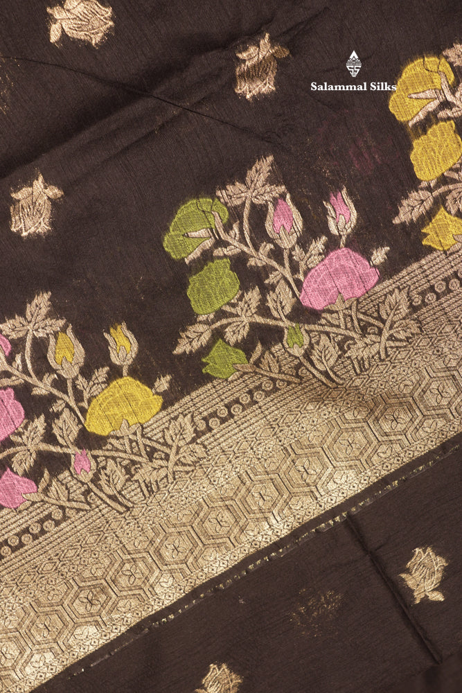 Olive Green Jute Cotton Fancy Saree With Blouse