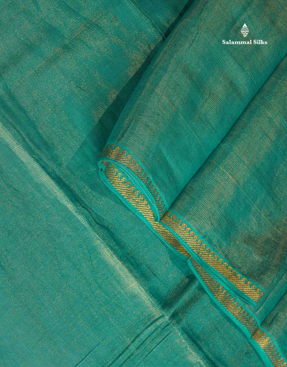 Tissue Sungudi Cotton Saree - Dual Tone Mehandi Green Colour Body With Blouse