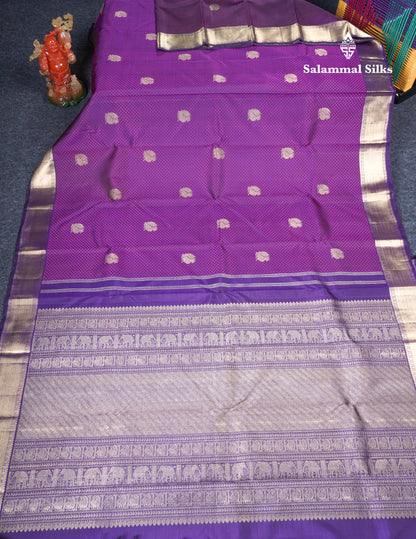Violet Pure Kanjivaram Silk Saree Pure Zari with Beautiful Border