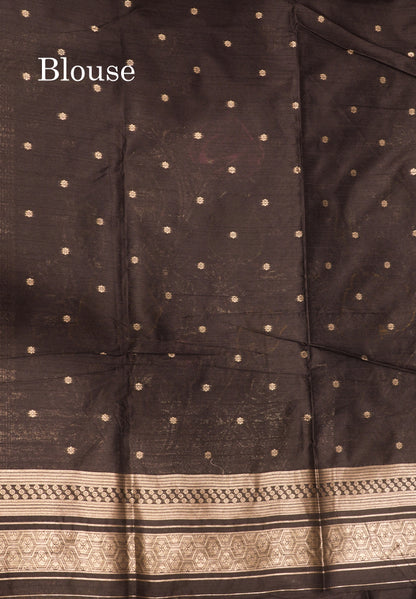 Olive Green Jute Cotton Fancy Saree With Blouse