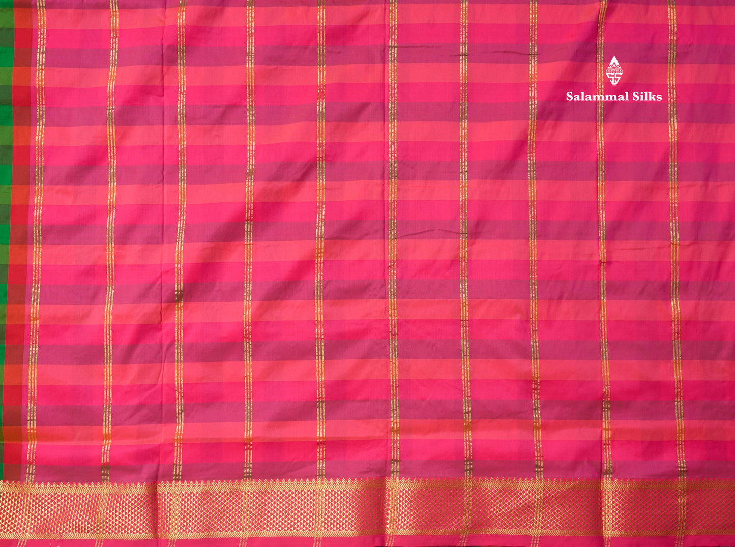 9.5 Yards Semi Silk Saree Multicolour Checks with Self Border