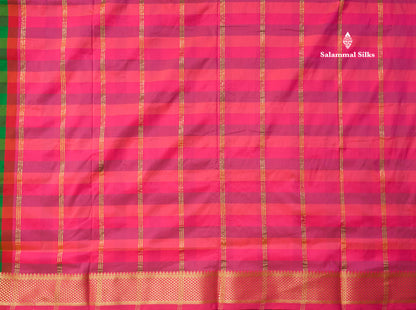 9.5 Yards Semi Silk Saree Multicolour Checks with Self Border