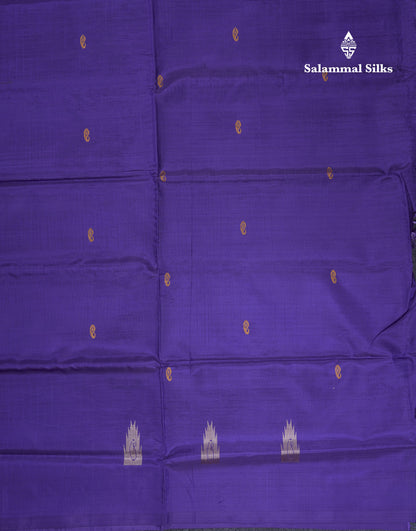 Pinkish Peach Thread work & Lines Buttas Banana Pinth Saree (Vaazhainaar Pattu) With Contrast Violet Blouse
