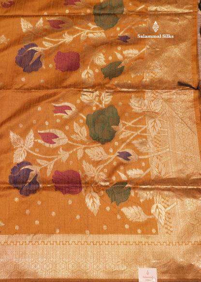 Olive Green Jute Cotton Fancy Saree With Blouse