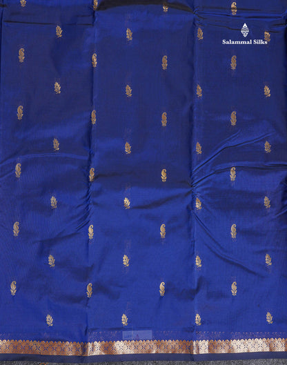 Semi Silk Saree - Maroon Colour Body Zari Butta With Traditional Small Border