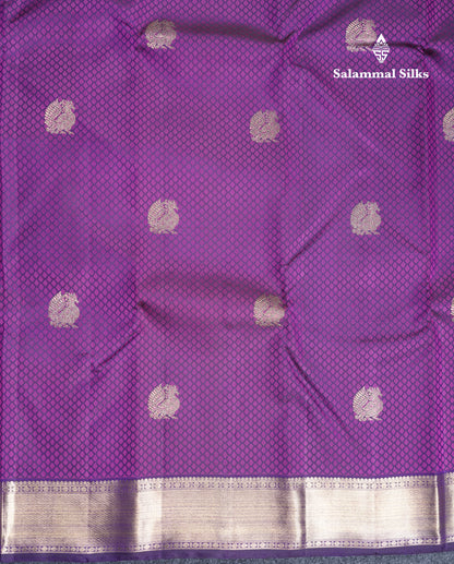 Violet Pure Kanjivaram Silk Saree Pure Zari with Beautiful Border