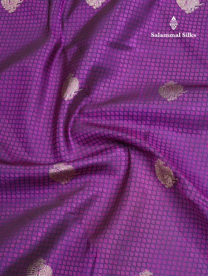 Violet Pure Kanjivaram Silk Saree Pure Zari with Beautiful Border