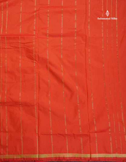 Semi Silk Saree - Orange Colour Body Plain With Small Border | 10 Yards