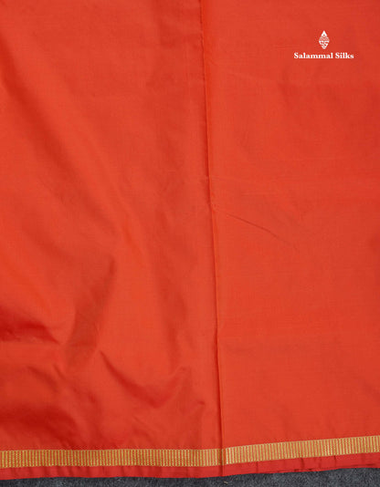 Semi Silk Saree - Orange Colour Body Plain With Small Border | 10 Yards