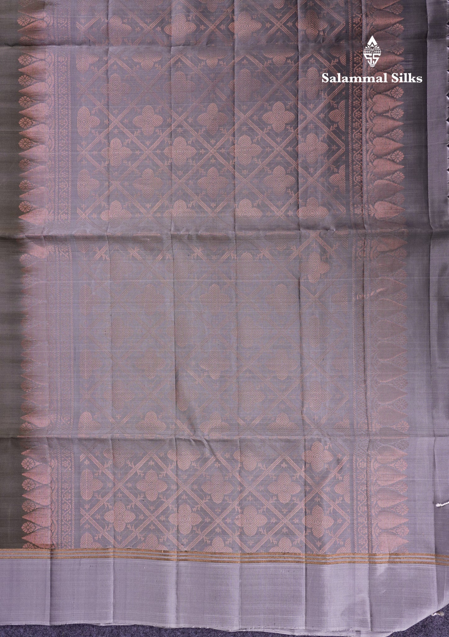 Beautiful Elephant Grey PureMix Kanjivaram Soft Silk Saree With Contrast Light Grey Fancy Border