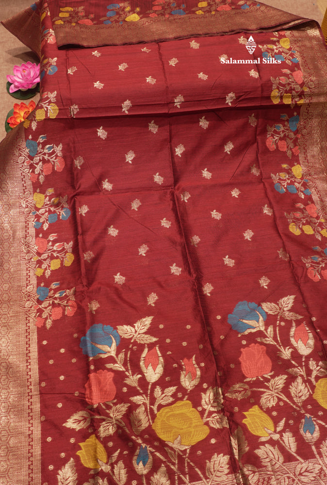 Olive Green Jute Cotton Fancy Saree With Blouse