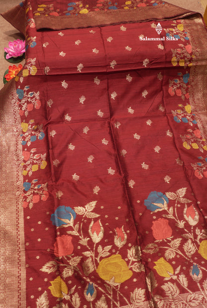 Olive Green Jute Cotton Fancy Saree With Blouse