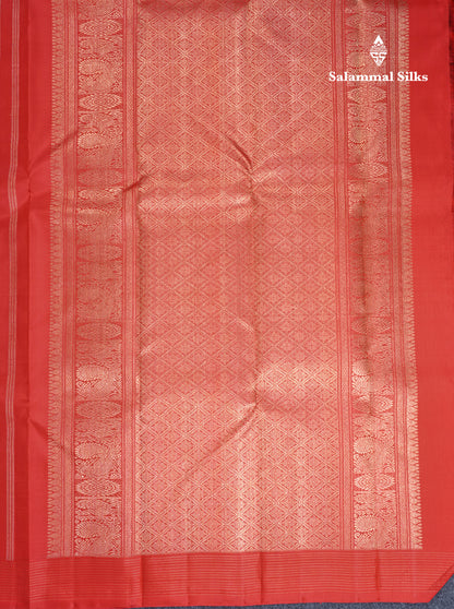 Red Traditional Buttas Pure Kanjivaram Silk Saree 2G Zari with Zari Lines Border