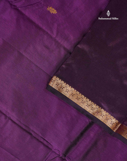 Semi Silk Saree - Maroon Colour Body Zari Butta With Traditional Small Border