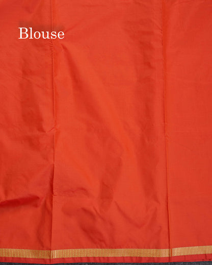 Semi Silk Saree - Orange Colour Body Plain With Small Border | 10 Yards