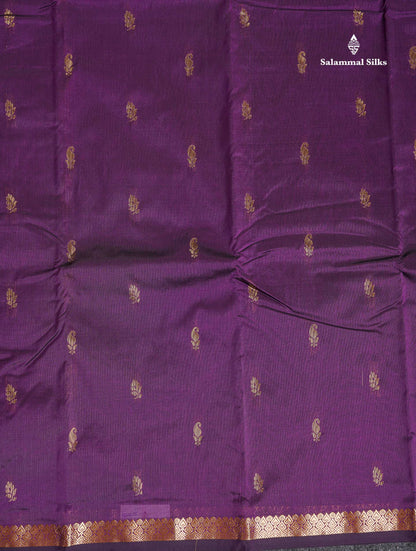 Semi Silk Saree - Maroon Colour Body Zari Butta With Traditional Small Border