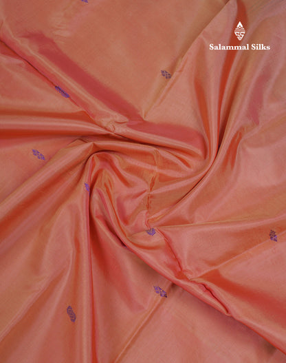 Orange Thread work Buttas Banana Pinth Saree (Vaazhainaar Pattu) With Contrast Bottle Green Blouse