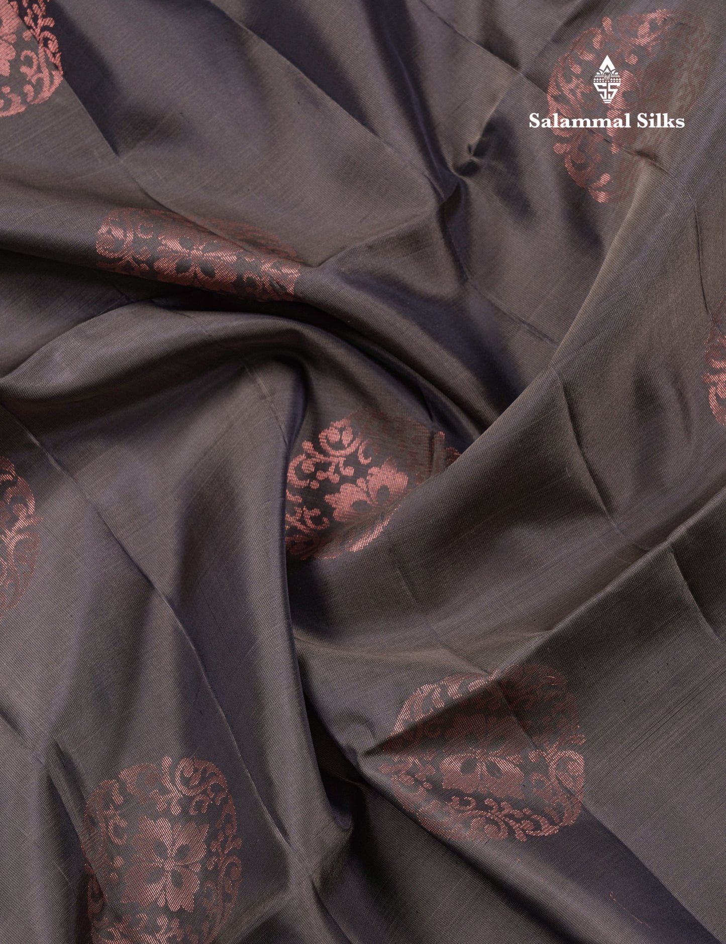 Beautiful Elephant Grey PureMix Kanjivaram Soft Silk Saree With Contrast Light Grey Fancy Border