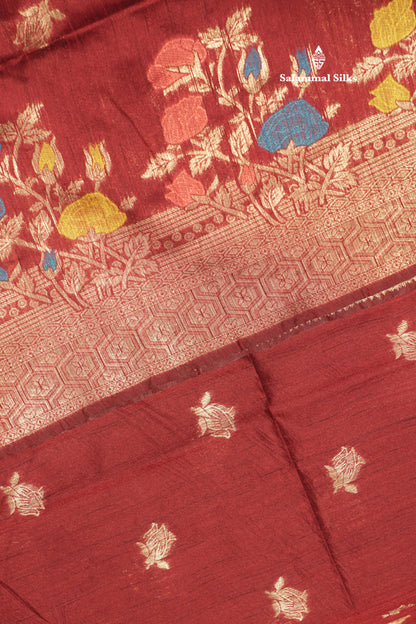 Olive Green Jute Cotton Fancy Saree With Blouse