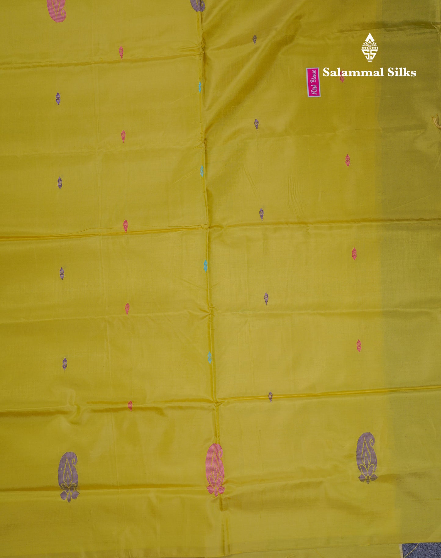 Dark Violet Thread work Buttas Banana Pinth Saree (Vaazhainaar Pattu) With Contrast Parrot Green Blouse