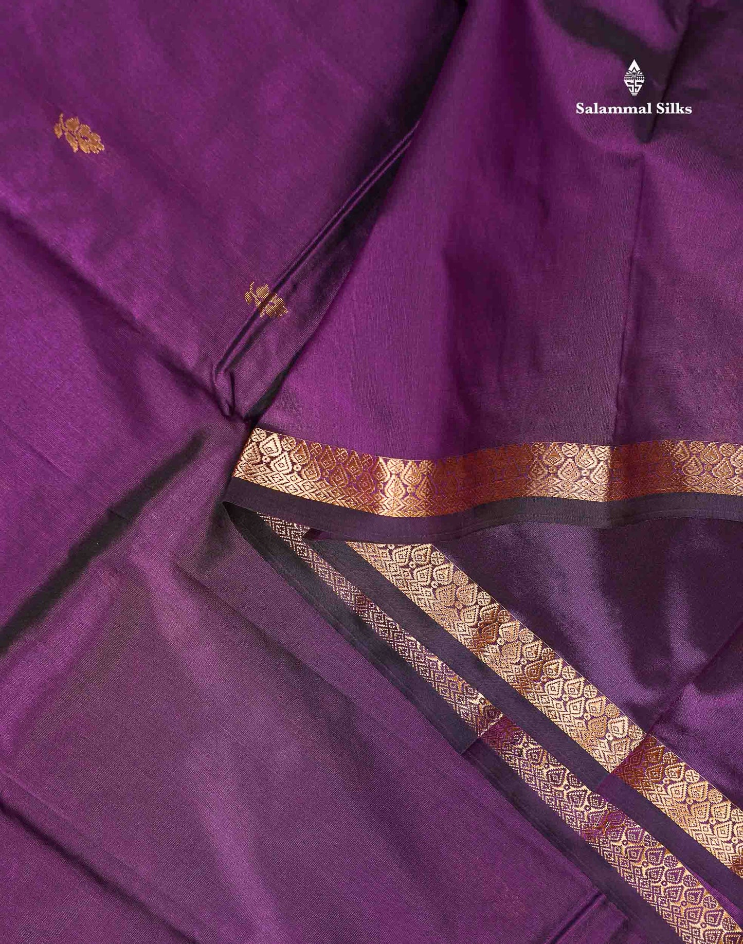 Semi Silk Saree - Maroon Colour Body Zari Butta With Traditional Small Border