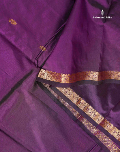 Semi Silk Saree - Maroon Colour Body Zari Butta With Traditional Small Border