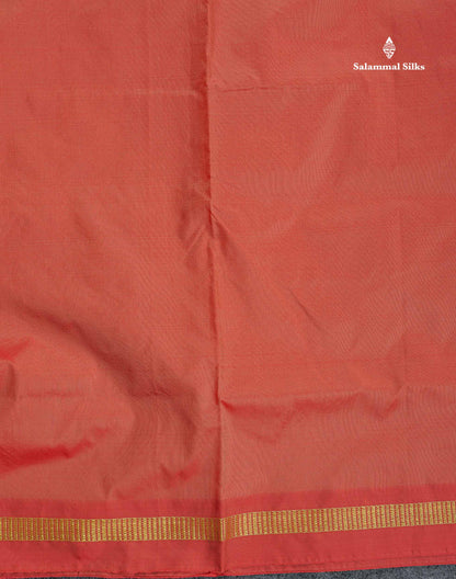 Semi Silk Saree - Orange Colour Body Plain With Small Border | 10 Yards