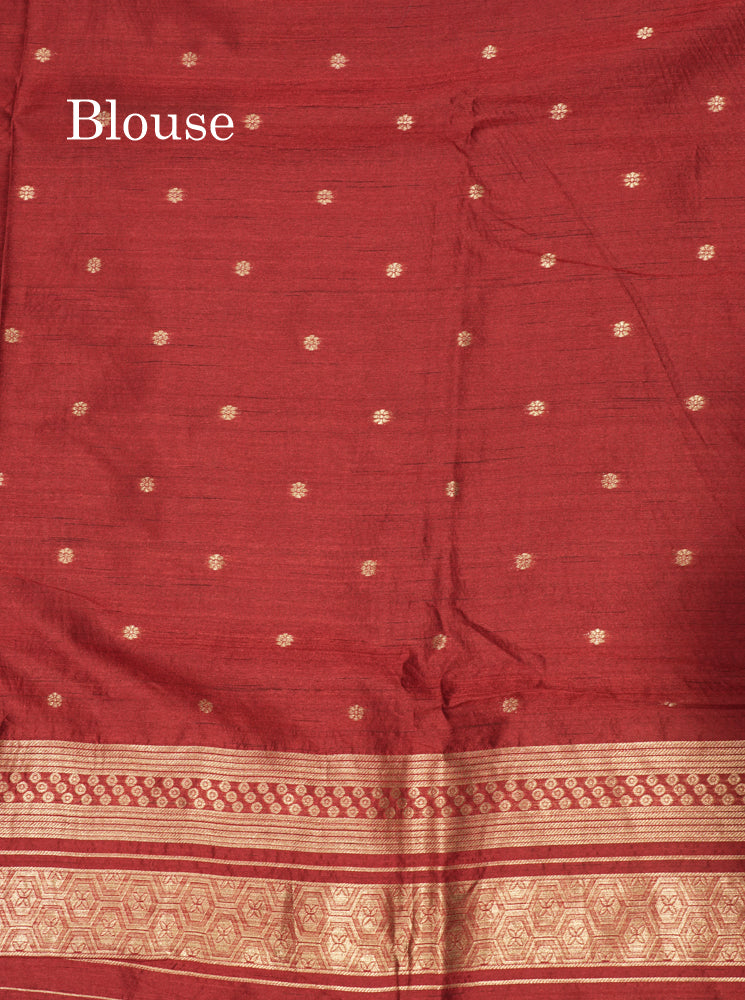 Olive Green Jute Cotton Fancy Saree With Blouse