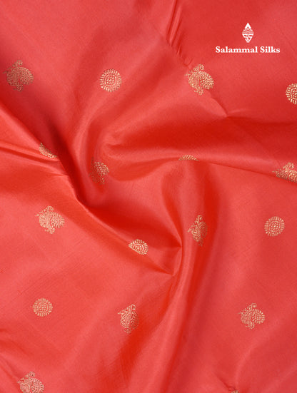 Red Traditional Buttas Pure Kanjivaram Silk Saree 2G Zari with Zari Lines Border