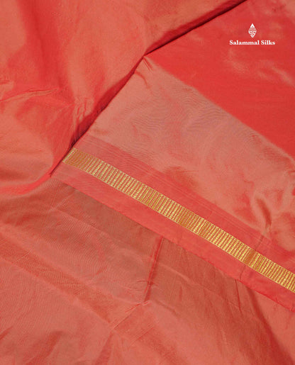 Semi Silk Saree - Orange Colour Body Plain With Small Border | 10 Yards