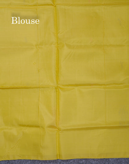 Dark Violet Thread work Buttas Banana Pinth Saree (Vaazhainaar Pattu) With Contrast Parrot Green Blouse