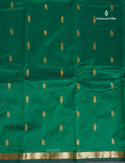 Semi Silk Saree - Maroon Colour Body Zari Butta With Traditional Small Border