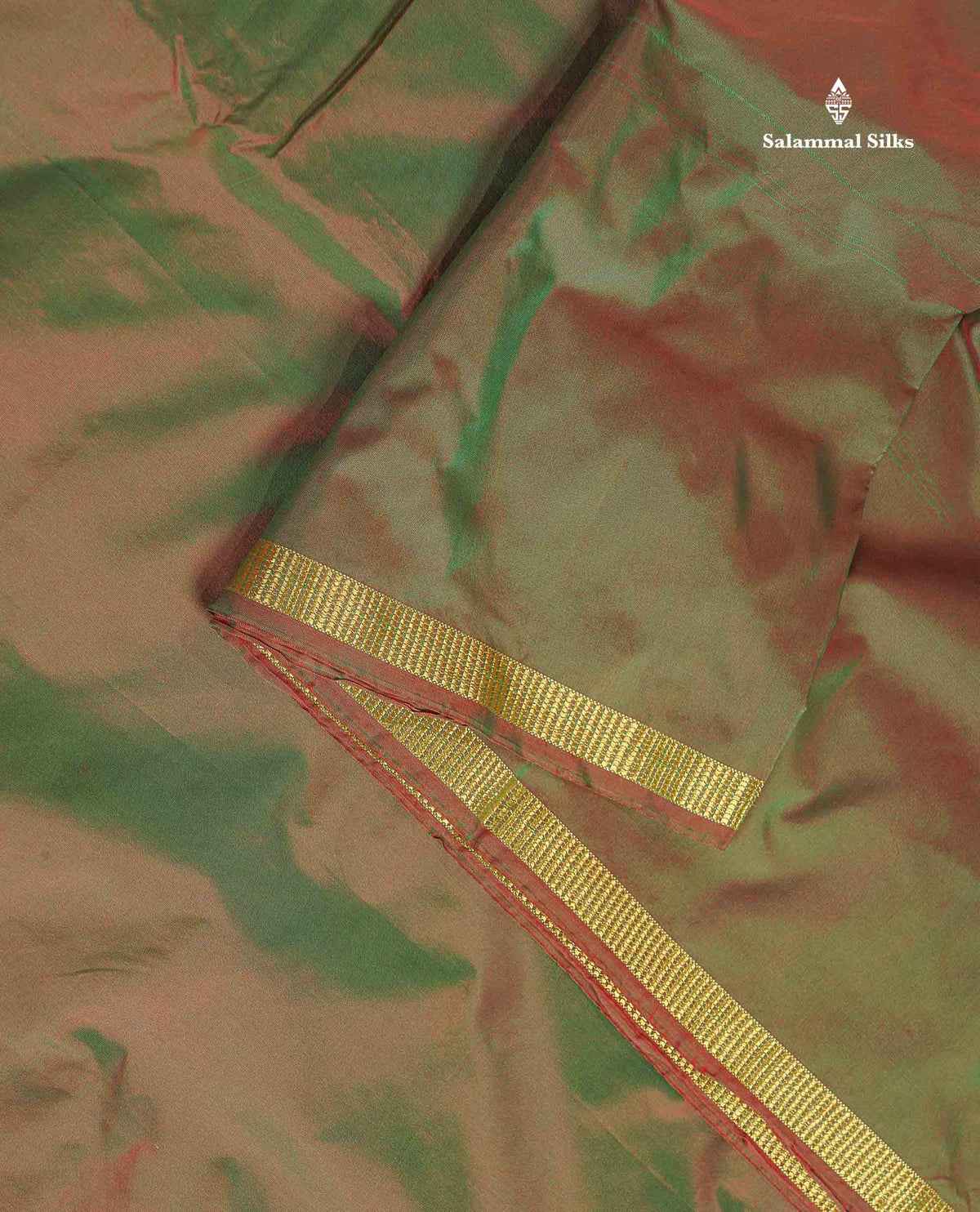 Semi Silk Saree - Dual Tone Olive Green Colour Body Plain With Small Border | 11 Yards