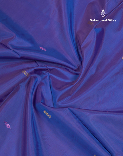 Dual Tone Violet Thread work Buttas Banana Pinth Saree (Vaazhainaar Pattu) With Contrast Chocolate Blouse