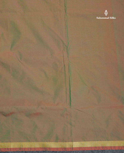 Semi Silk Saree - Dual Tone Olive Green Colour Body Plain With Small Border | 11 Yards