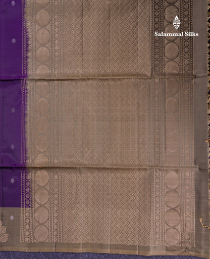 Beautiful Dual Tone Peacock Blue PureMix Kanjivaram Soft Silk Saree With Contrast Light Violet Blouse