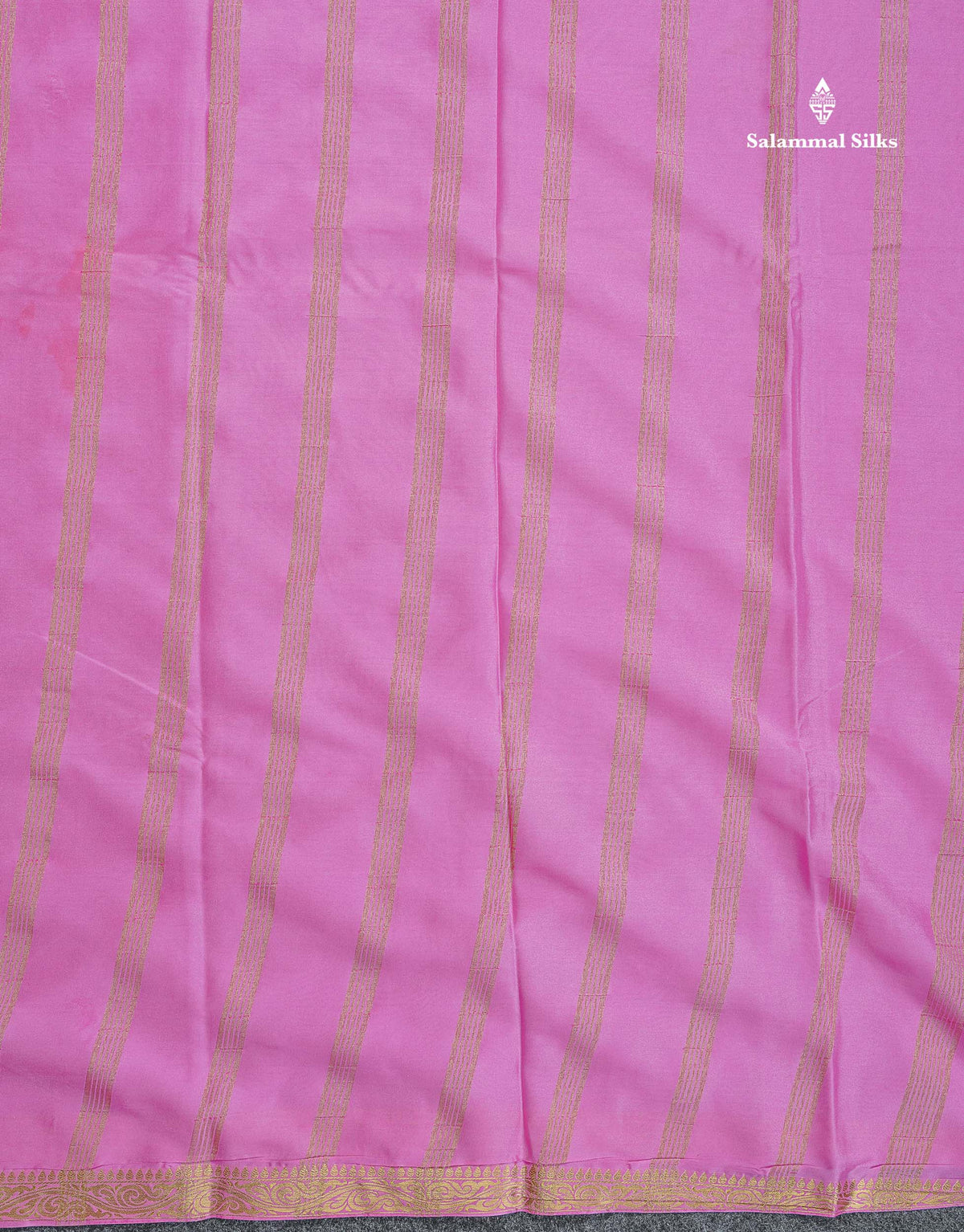 Semi Mysore Silk Saree - Chilly Red Colour Body Plain With Light Pink Small Border